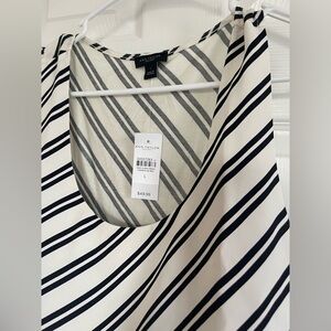 Ann Taylor Navy and White Striped Top